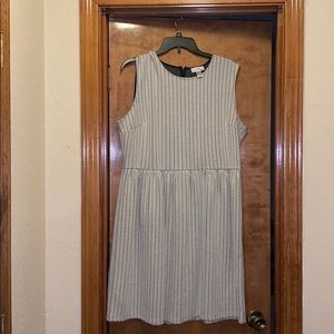 Ann Taylor LOFT White & Charcoal Printed Dress